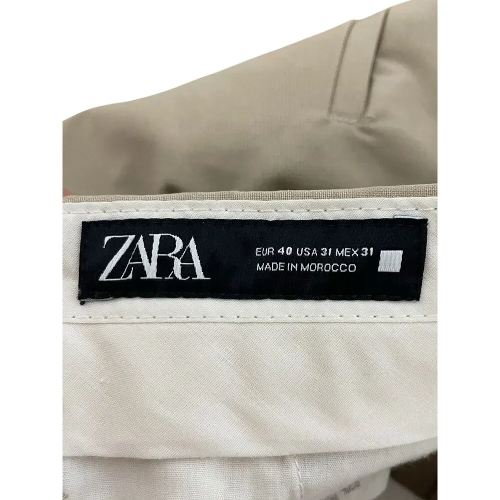 ZARA Beige Pants Women Size 31 EU 40 Straight Casual Trousers